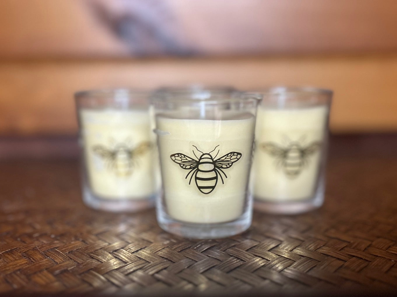 Set of 4 Hand-Poured Beeswax Votive Candles