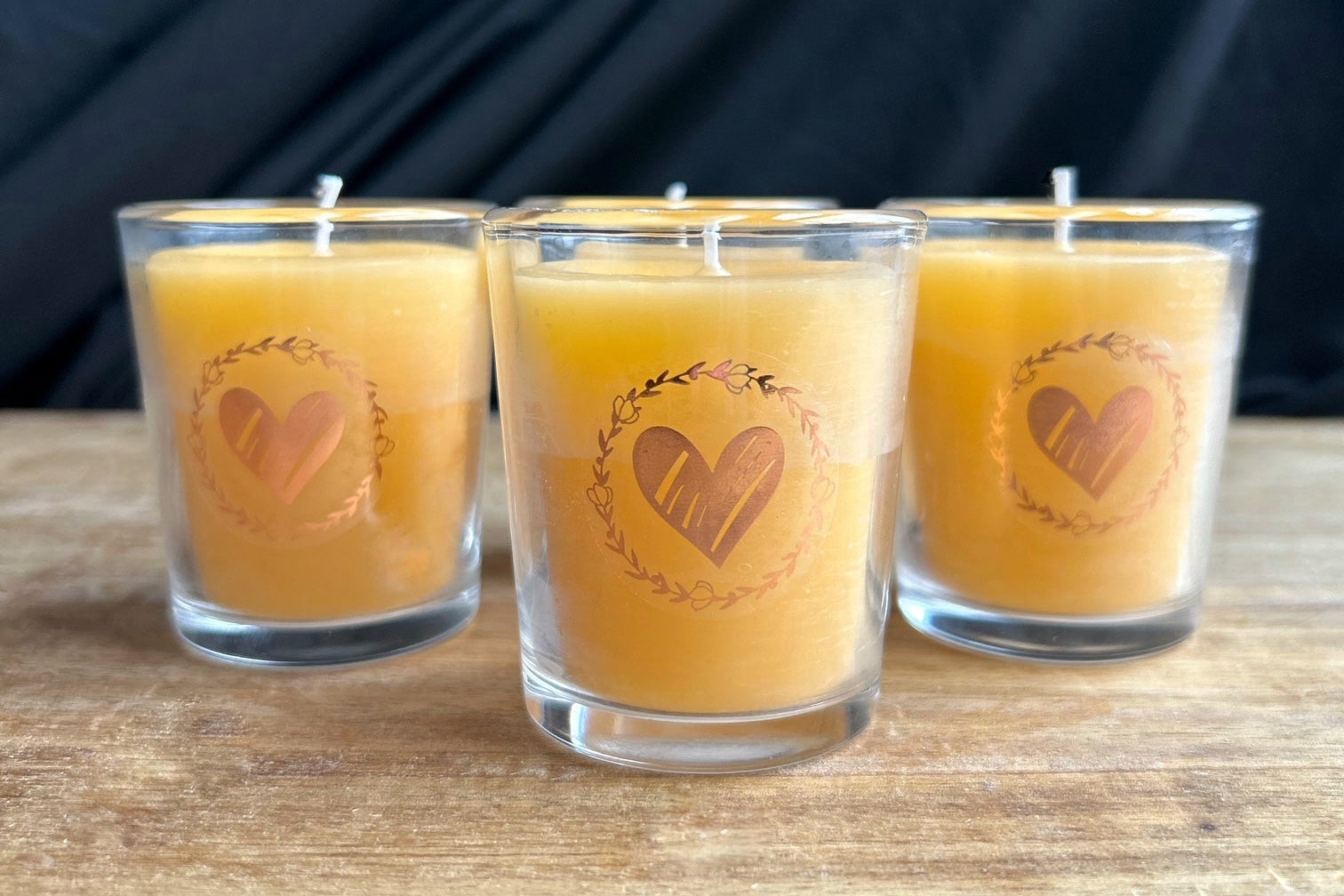 Set of 4 Hand-Poured Beeswax Votive Candles