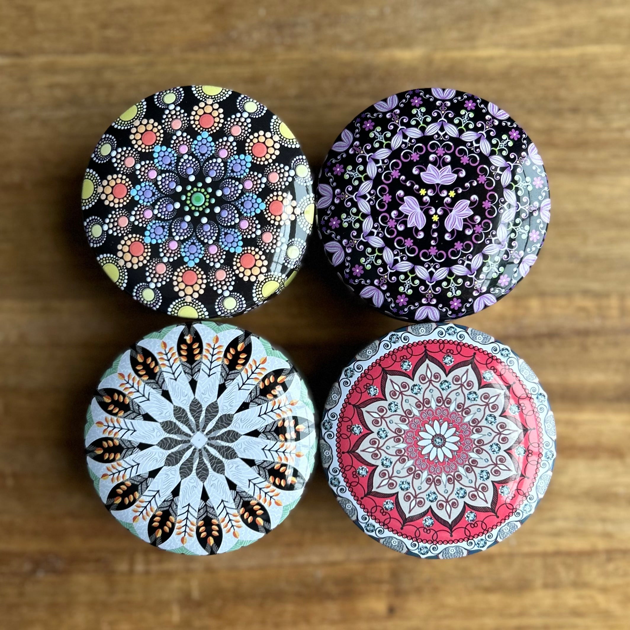 Set of 4 Beehive Beeswax Candles in Decorative Tins 2.2 ounces